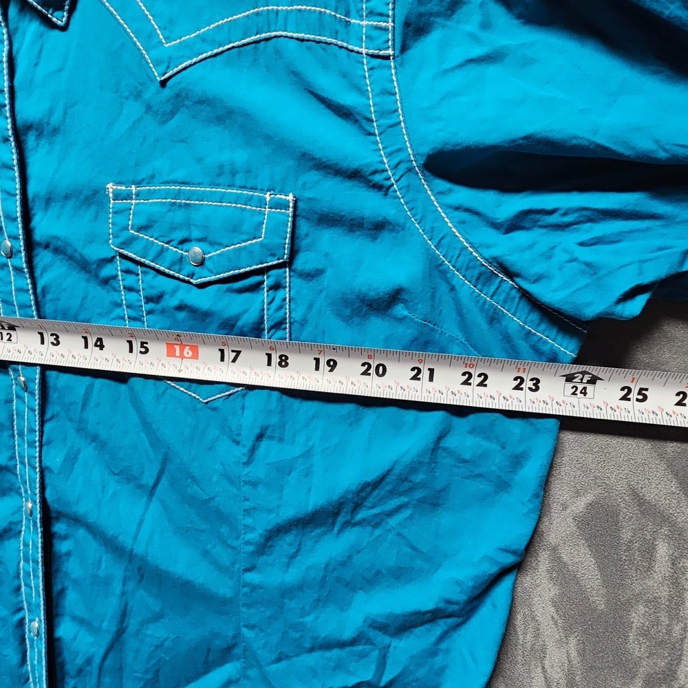 Ariat Womens XXL Turquoise Blue Western Pearl Snap Long Sleeve Cotton Shirt - Picture 5 of 9